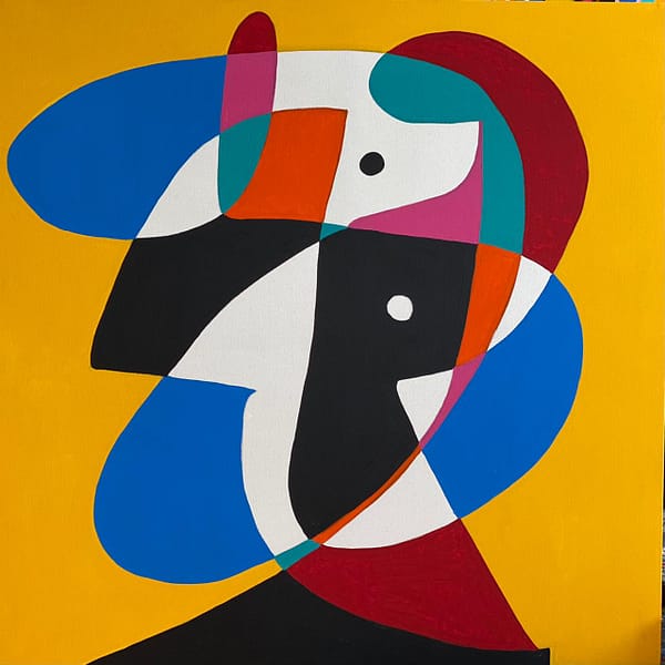 Retrato en 8 colores obra con el estilo abstracto contemporáneo de Enrique Pichardo