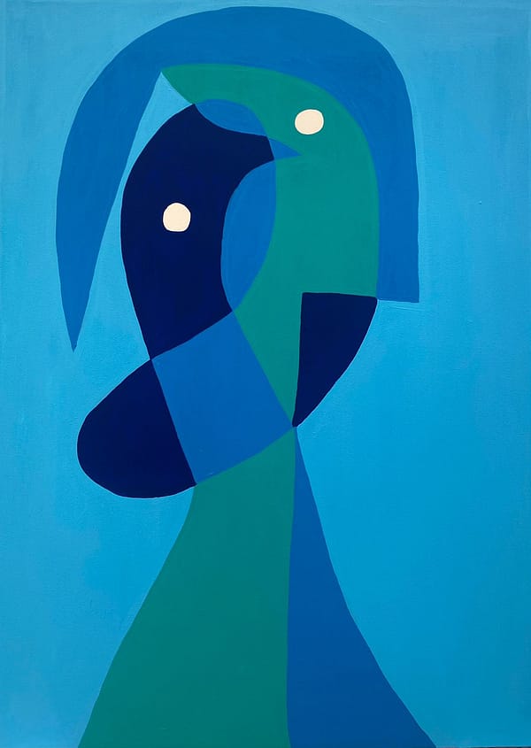 retrato en azules de Enrique Pichardo